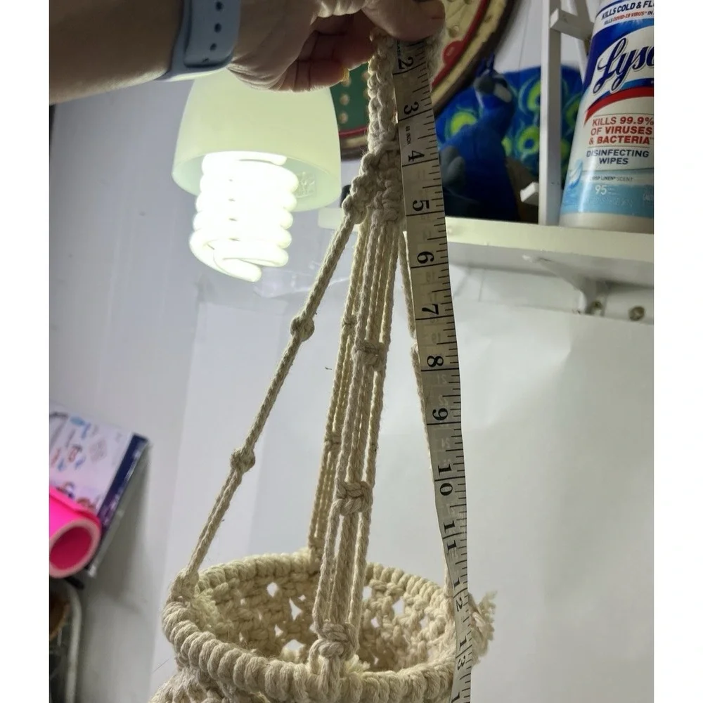 3 Tier Hanging Fruit Basket Cotton Boho Hand-Woven Fruit Basket Plant Hanger
